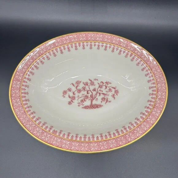 Vintage Oval Vegetable Serving Bowl Theodore Haviland Cambridge Crimson Tree 50s - Picture 2 of 9